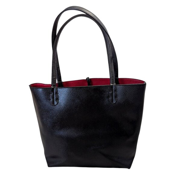 Imoshion Vegan Leather Tote Bag Black Red Tassels - Picture 4 of 5